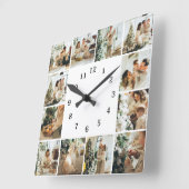 家族エレガント12フォトコラージホワイトキープサケ スクエア壁時計 (傾斜)
