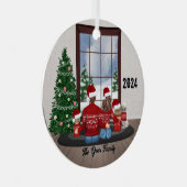 家族オーナメントの若い女の子の子の両親 メタルオーナメント (正面右)