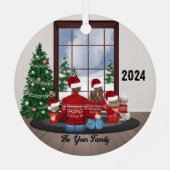 家族オーナメントの若い女の子の子の両親 メタルオーナメント (裏面)