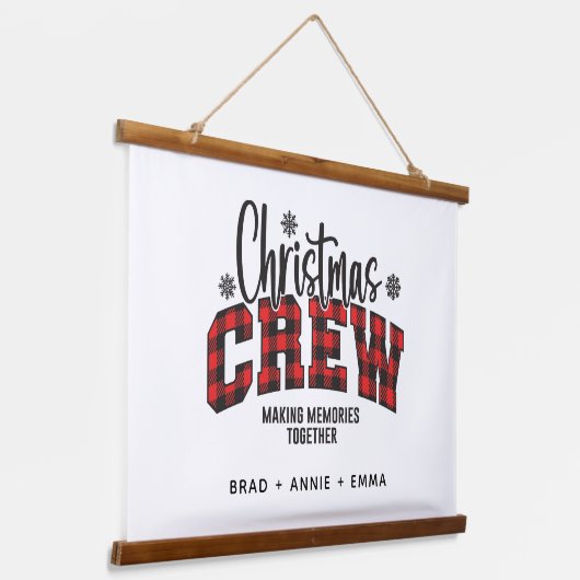 家族カスタマイズのクリスマスのクルーのプレイド 吊り下げ型タペストリー (傾斜あり)