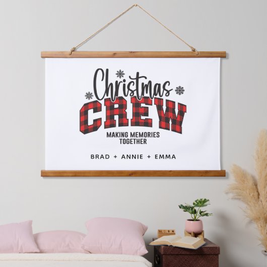家族カスタマイズのクリスマスのクルーのプレイド 吊り下げ型タペストリー (寝室)