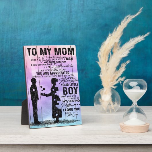 家族カスタマイズへの贈り物、お母さんへのかわいいプレゼント フォトプラーク (側面)