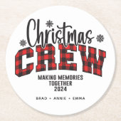家族カスタマイズクリスマスクルー2024Tシャツ ラウンドペーパーコースター (正面)