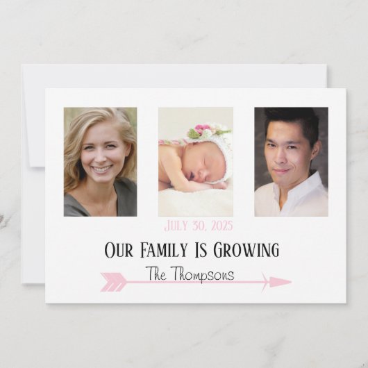 家族カスタマイズ写真ファミリーが成長している 招待状 (正面)