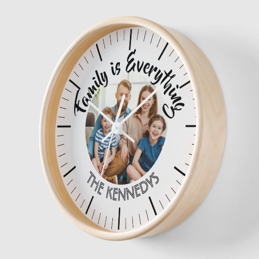 家族カスタマイズ名ファミリー引用文ファミリーフォト 壁時計 (傾斜)