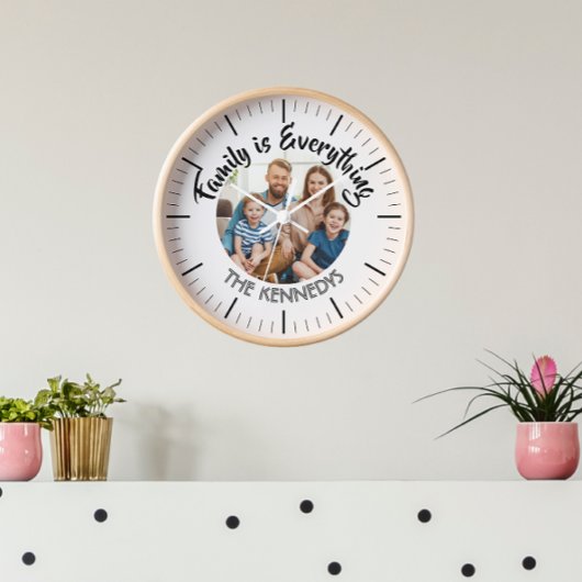家族カスタマイズ名ファミリー引用文ファミリーフォト 壁時計