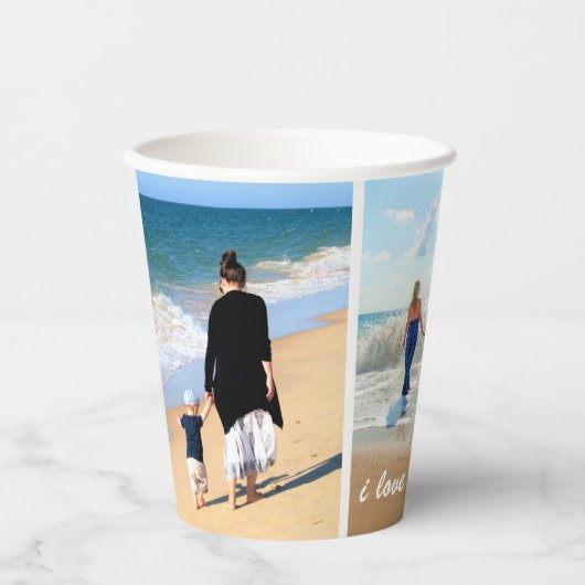 家族カスタムと一緒にフォトコラージュ紙カップ 紙コップ (正面)