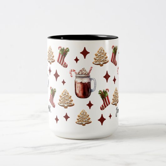 家族カスタムと同僚のための可愛いクリスマスマグカップ ツートーンマグカップ (中央)
