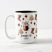 家族カスタムと同僚のための可愛いクリスマスマグカップ ツートーンマグカップ (左)