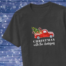 家族カスタムのクリスマスに一致する赤トラック Tシャツ