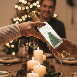 家族カスタムのメリークリスマスツリー ボトルネックタグ