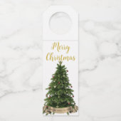 家族カスタムのメリークリスマスツリー ボトルネックタグ (正面)