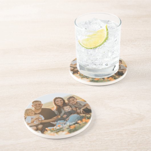 家族カスタムの写真と名前をカスタムする コースター (側面)