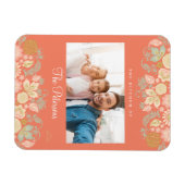 家族カスタムの写真と文字モダン マグネット (横)