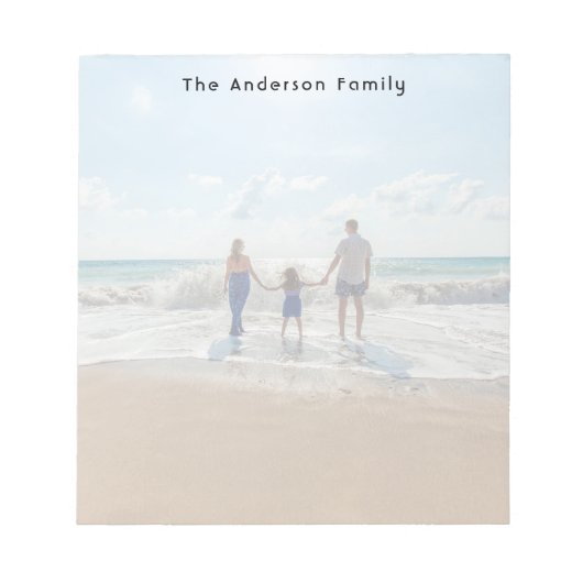 家族カスタムの写真ビーチ休暇 ノートパッド (正面)