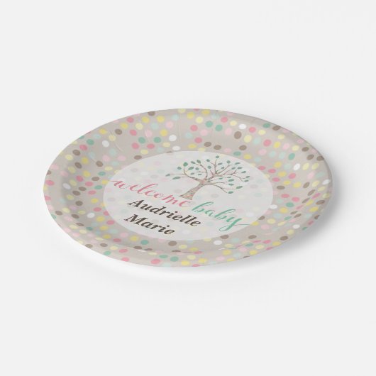 家族カスタムの木に赤ちゃんシャワー愛が育つ ペーパープレート (アングル)