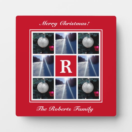 家族カスタム写真クリスマス写真コラージュ フォトプラーク (正面)