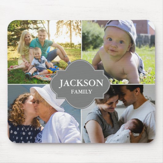 家族カスタム写真コラージュ家紋 マウスパッド (正面)