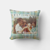 家族カスタム写真タイポグラフィパステルプライドタータンチェック クッション (正面)