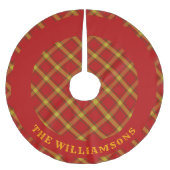 家族カスタム名のクリスマスツリースカート ブラッシュドポリエステルツリースカート (正面)