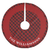 家族カスタム名のクリスマスツリースカート ブラッシュドポリエステルツリースカート (正面)