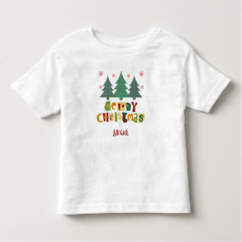 家族カラフルクリスマスツリーメリークリスマス トドラーTシャツ