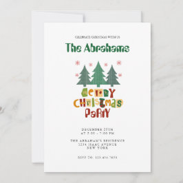 家族カラフルクリスマスツリーメリークリスマス 招待状