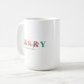 家族カラフルメリー名と明るい コーヒーマグカップ (正面左)