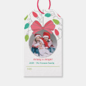 家族カラフル写真クリスマスギフトタグ ギフトタグ (正面)