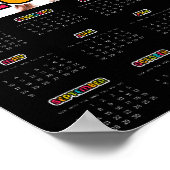 家族カラフル写真2026黒いカレンダー ポスター (角)