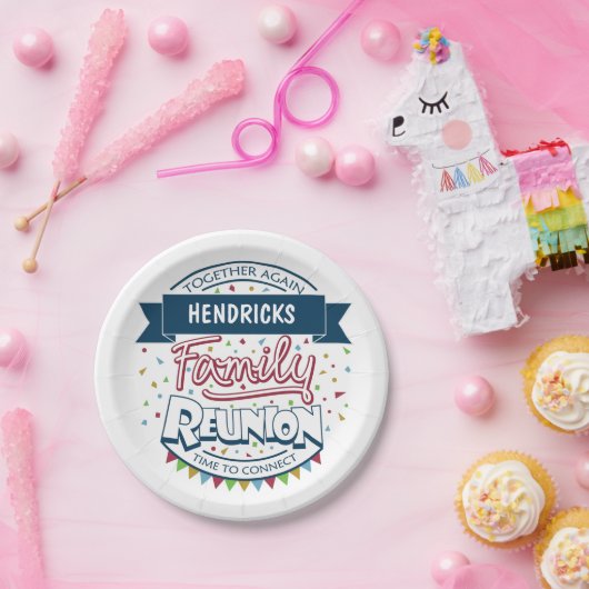 家族カラフル懇親会デザイン ペーパープレート (パーティー)