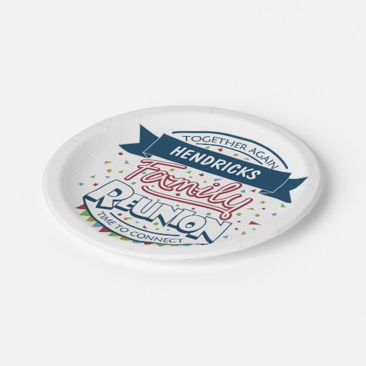 家族カラフル懇親会デザイン ペーパープレート (アングル)