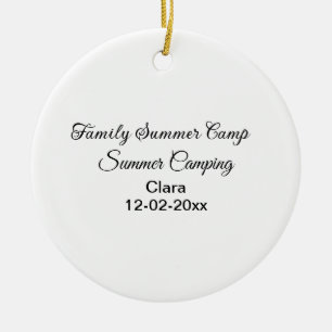 家族キャンプ休暇カスタム 名前 日付 追加 サマー セラミックオーナメント