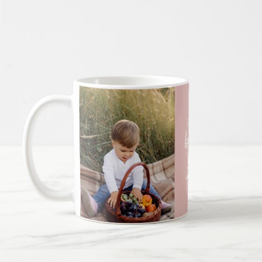 家族ギフト写真孫シンプルタイポグラフィ コーヒーマグカップ (左)