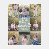 家族ギフト8写真孫シンプルタイポグラフィ フリースブランケット (正面)