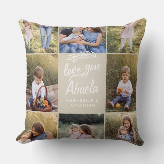 家族ギフト8写真孫シンプル クッション (正面)