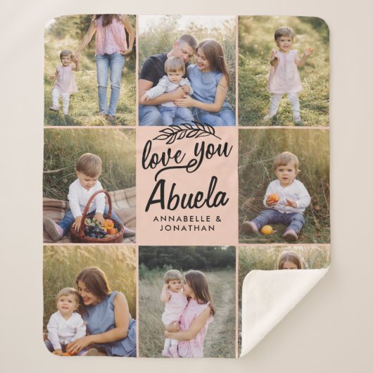 家族ギフト8写真孫シンプル シェルパブランケット (正面)