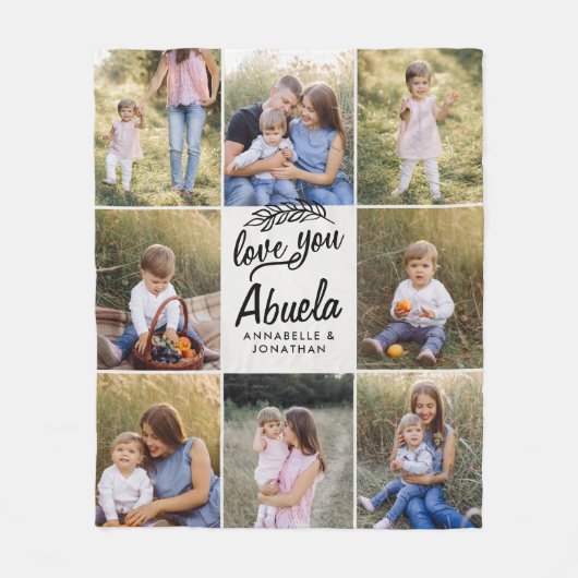 家族ギフト8枚の写真シンプル孫 フリースブランケット (正面)