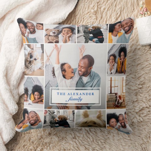 家族クラシック名付きフォト丁合枕 クッション (ブランケット)