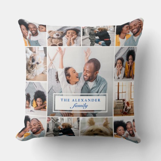 家族クラシック名付きフォト丁合枕 クッション (正面)