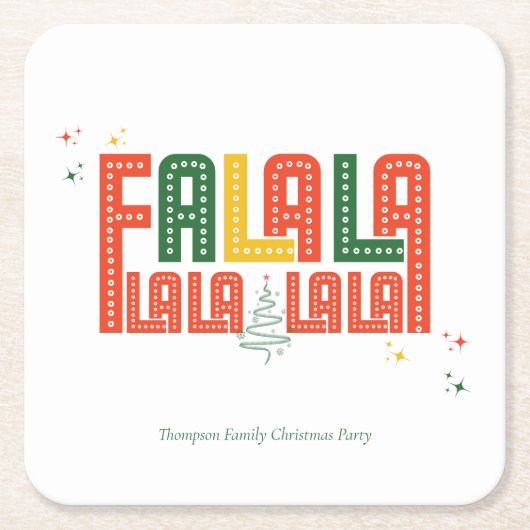 家族クリスマスカラオケチャーチカロールサービス スクエアペーパーコースター (正面)