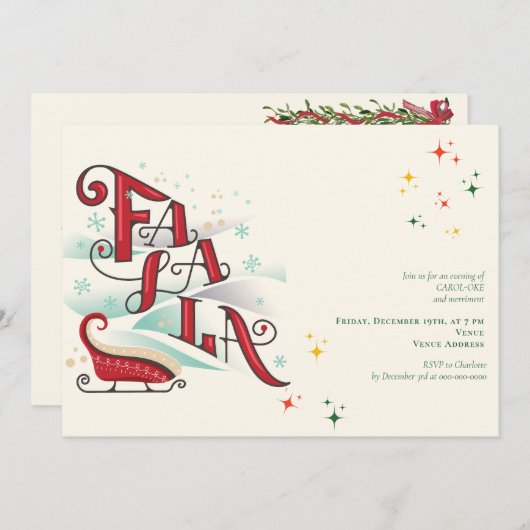家族クリスマスカラオケ24教会カロルサービス 招待状 (正面/裏面)