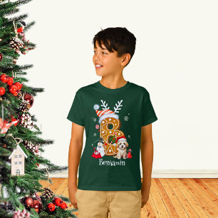 家族クリスマスサンタギンガーブレッドボーイ Tシャツ