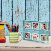 家族クリスマススノーフレーク写真コラージブロック フォトブロック