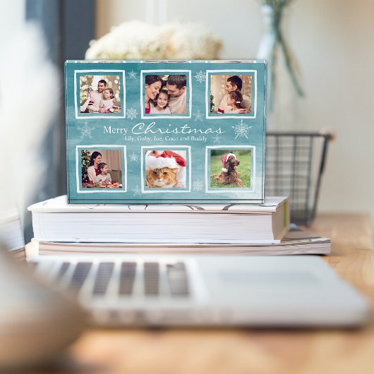 家族クリスマススノーフレーク写真コラージブロック フォトブロック