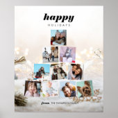 家族クリスマスツリー写真コラージュ休日ポスター ポスター (正面)