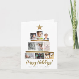 家族クリスマスツリー写真コラージュ年レビュー シーズンカード