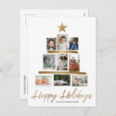 家族クリスマスツリー写真コラージュ年レビュー シーズンポストカード (正面/裏面)