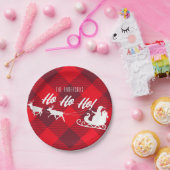 家族クリスマスホーホー!サンタレッド・バッファロー・プレイド ペーパープレート (パーティー)