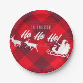 家族クリスマスホーホー!サンタレッド・バッファロー・プレイド ペーパープレート (正面)